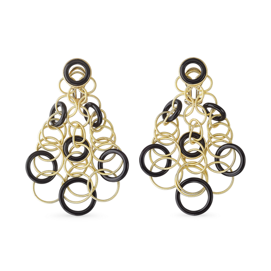 Buccellati Hawaii Color Earrings with Onyx in 18K Yellow Gold