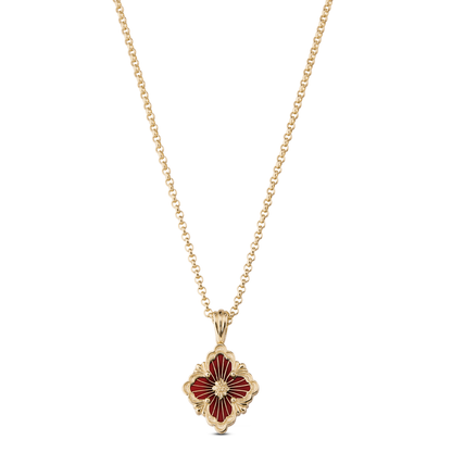 Buccellati Opera Tulle Red Enamel Small Motif Pendant 18K Yellow Gold