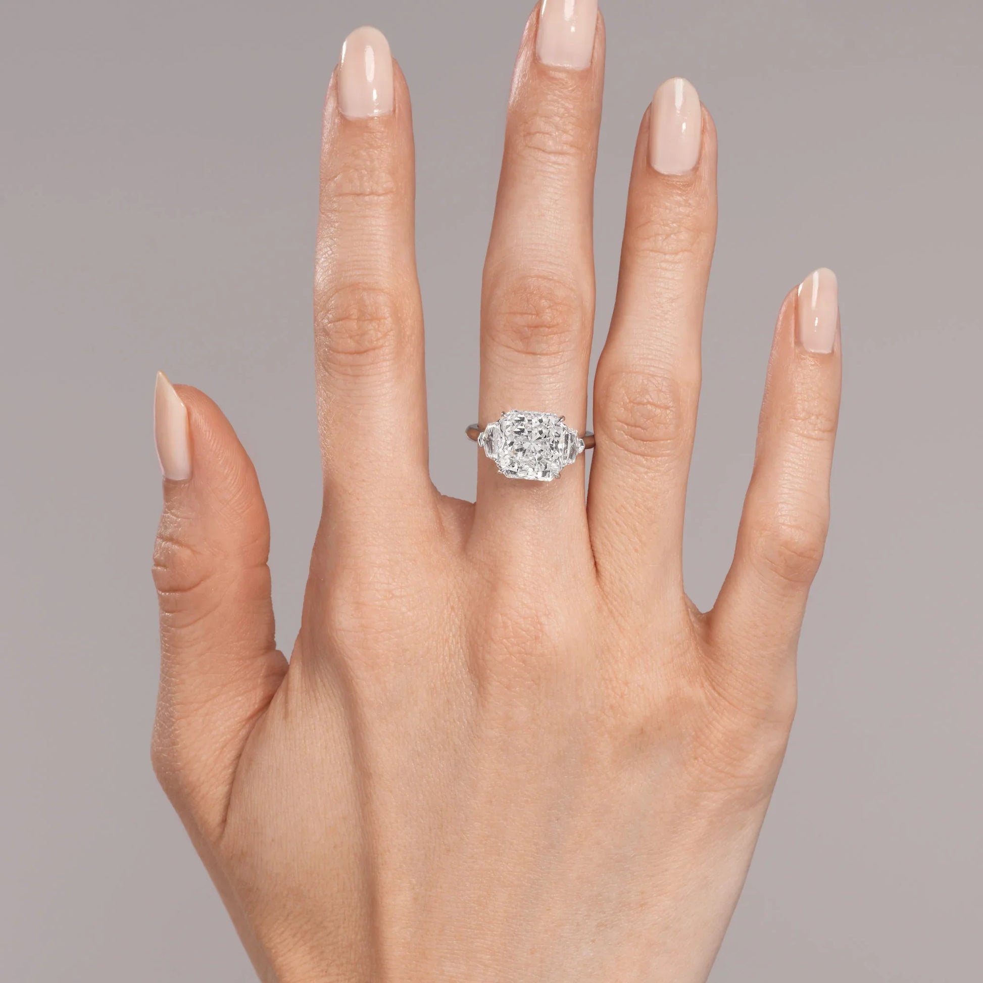 Jewelers Buy Engagement Ring EGL Radiant Diamond 3-Stone