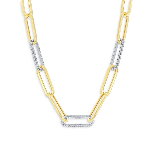 King Jewelers Diamond Paperclip Chain Necklace