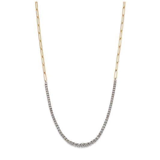 King Jewelers Diamond Tennis and Paperclip Chain Necklace