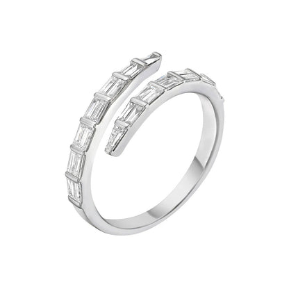 King Jewelers 14K White Gold Baguette Diamond Bypass Ring