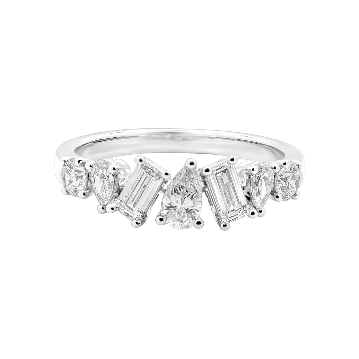 King Jewelers Mixed Shape Diamond Ring 18K White Gold