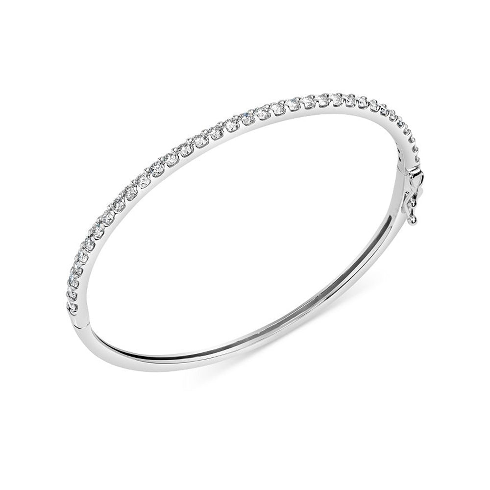 King Jewelers 0.87ct Diamond Bangle Bracelet 14K White Gold