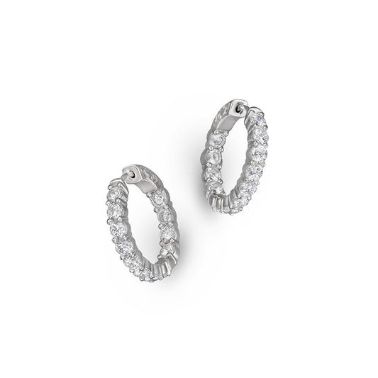 King Jewelers 14K White Gold 3.55ct Inside Out Diamond Hoop Earrings