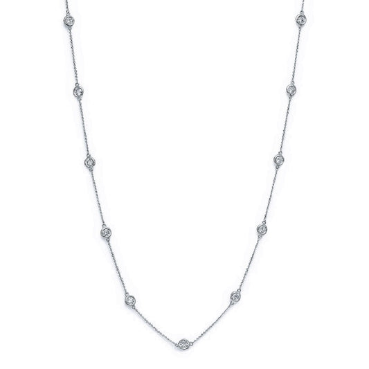 King Jewelers 0.98ct Diamond Station Necklace 14K White Gold