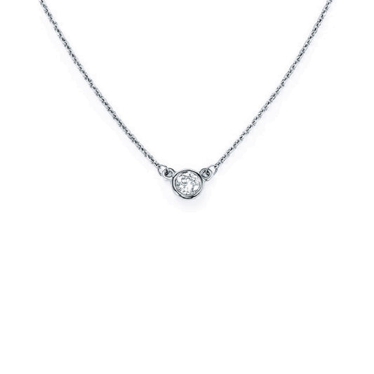 King Jewelers 0.26ct Diamond Solitaire Pendant 14K White Gold