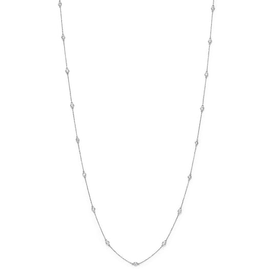 King Jewelers 1.75ct Long Diamond Station Necklace 14K White Gold