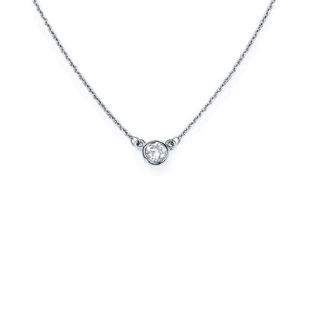 King Jewelers 0.75ct Diamond Solitaire Pendant 14K White Gold