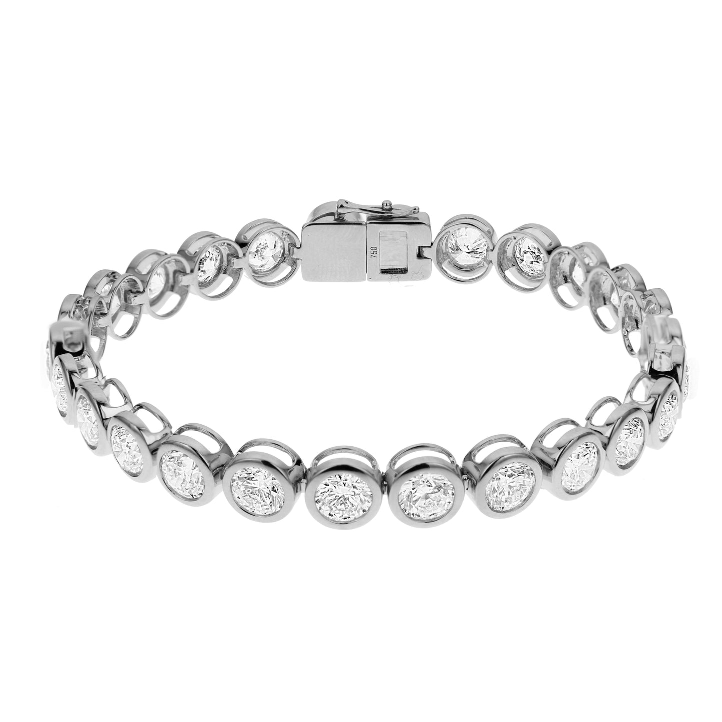 King Jewelers 9 Carat Bezel Diamond Bracelet 18K White Gold