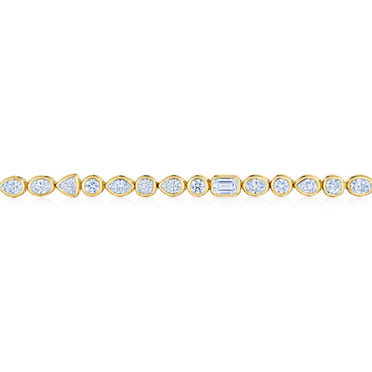 Kwiat Portofino Line Bracelet with Mixed Shape Diamonds in Yellow Gold