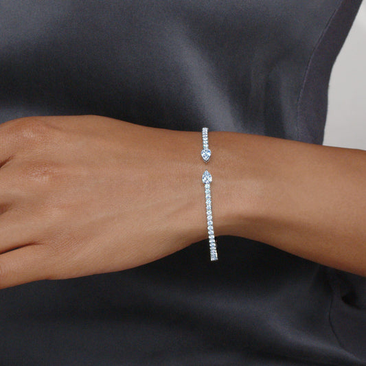 Kwiat Duet Open Diamond Bangle Bracelet 18K White Gold