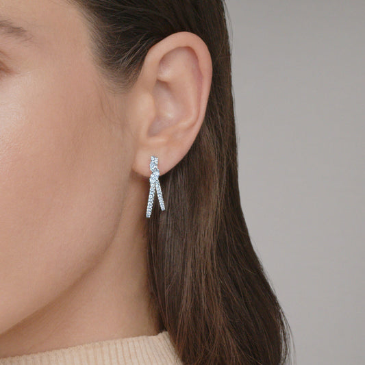 Kwiat Duet Crossover Double Hoop Diamond Earrings in 18K White Gold