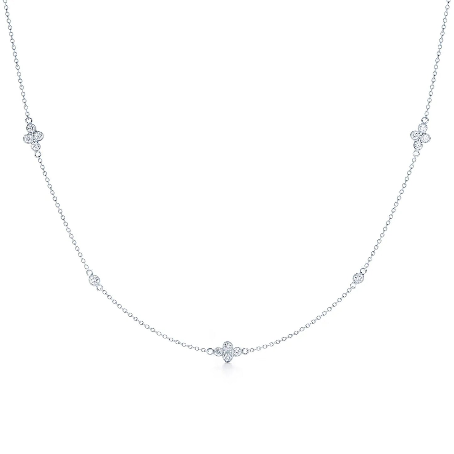 Kwiat Diamond Strings Quads Necklace 16" in 18K White Gold - view 1