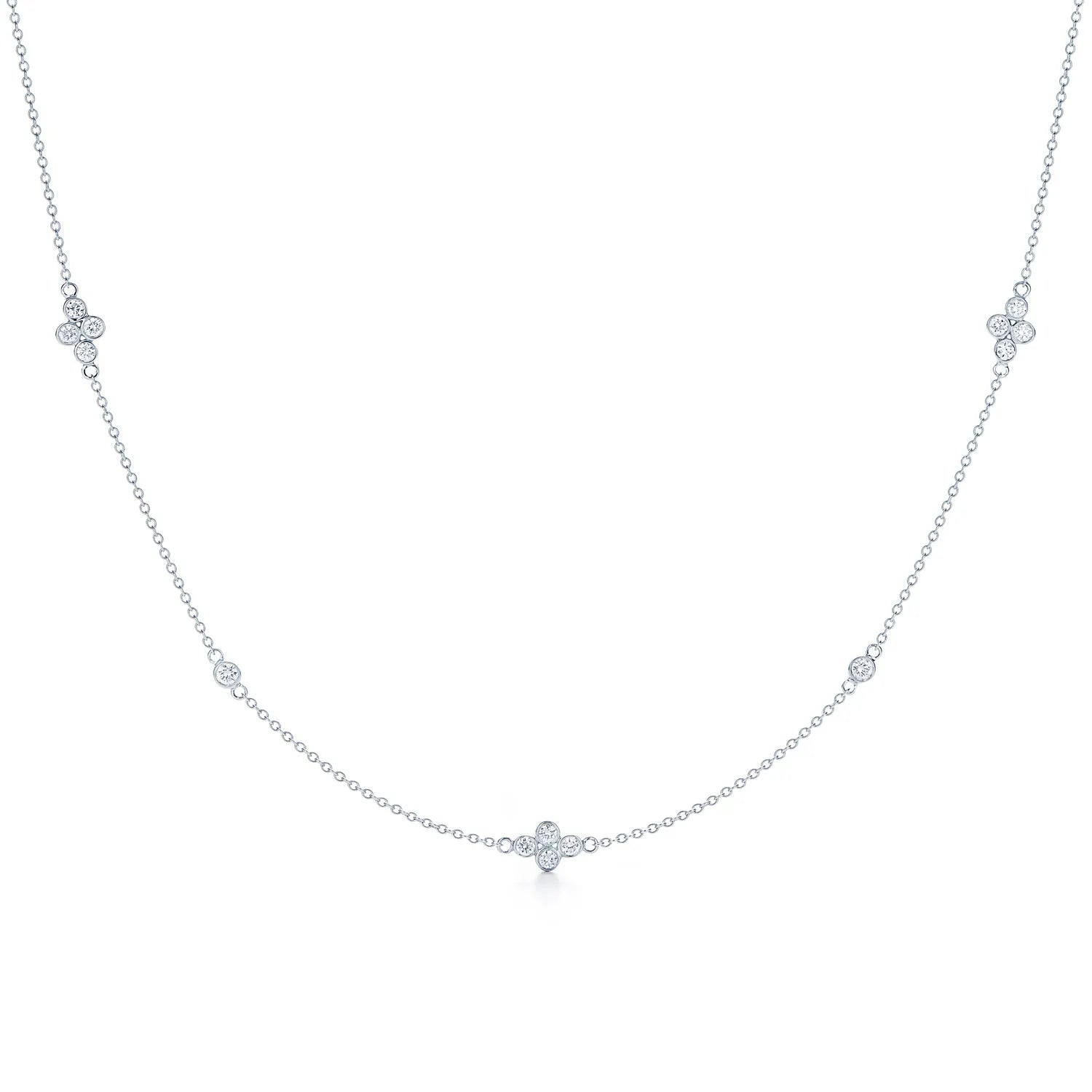 Kwiat Diamond Strings Quads Necklace 16" in 18K White Gold - view 1