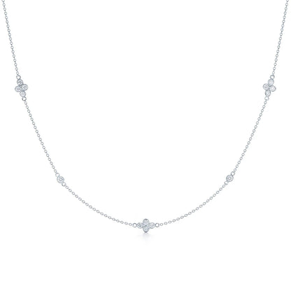 Kwiat Diamond Strings Quads Necklace 16" in 18K White Gold - view 1