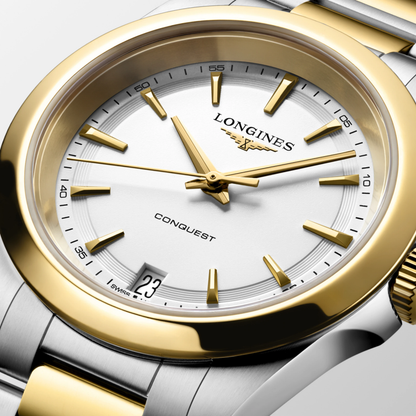 Longines Conquest 34mm White Dial Two-Tone