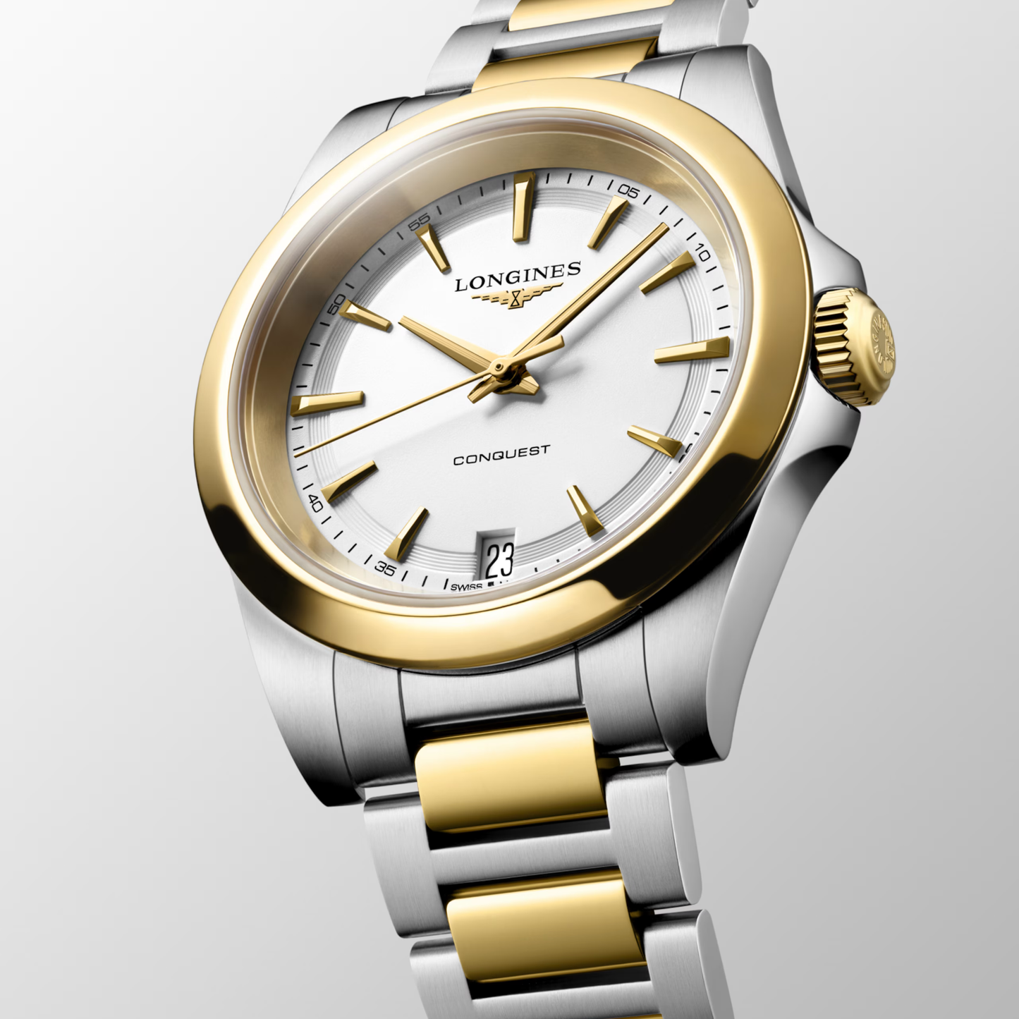 Longines Conquest 34mm White Dial Two-Tone