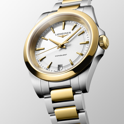 Longines Conquest 34mm White Dial Two-Tone