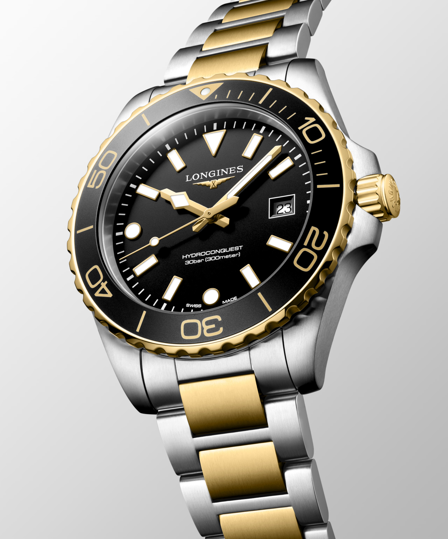Longines HydroConquest 42mm Steel and Gold Black Dial