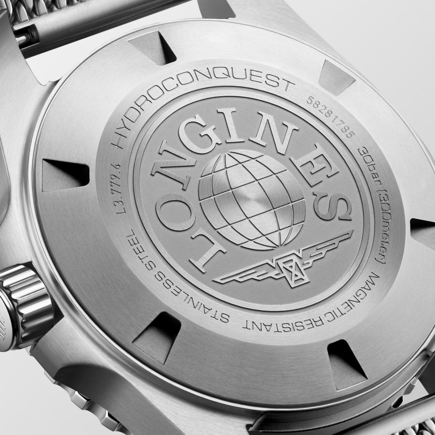 Longines HydroConquest 39mm Black Lacquered Polished Dial Stainless Steel