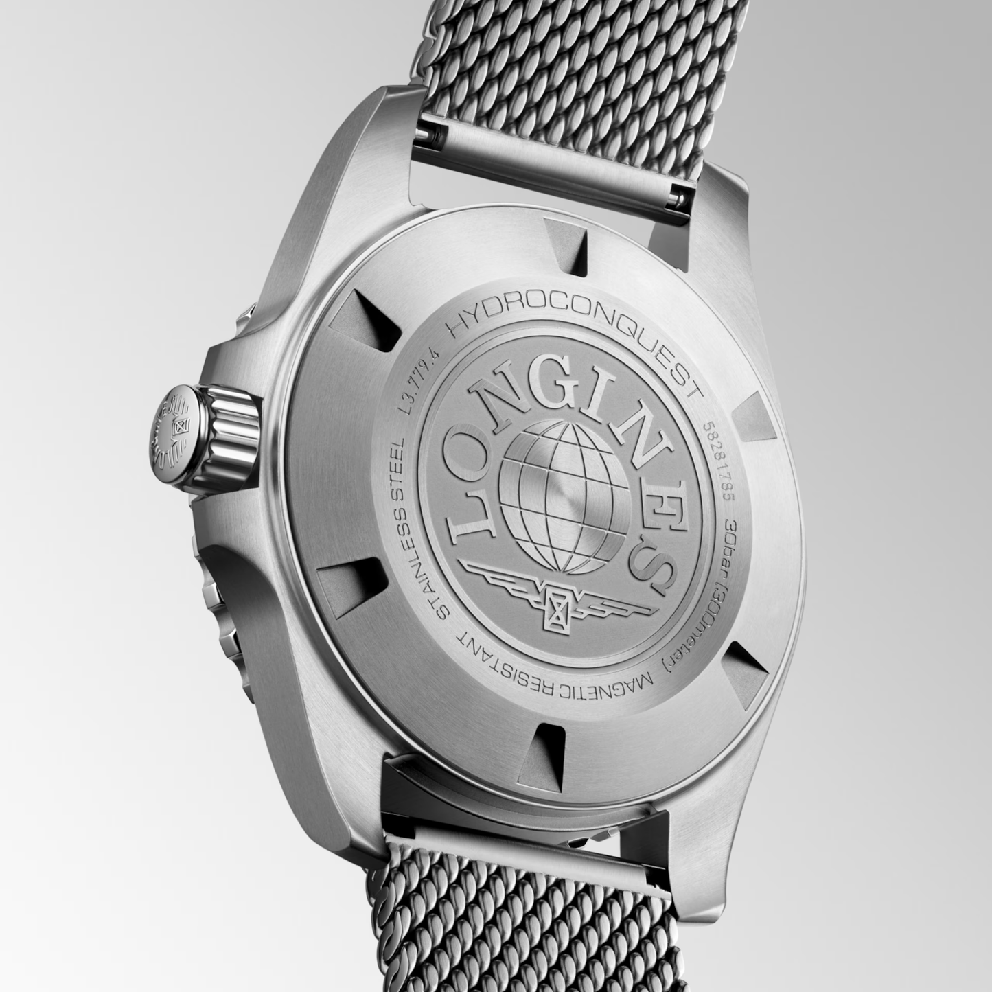 Longines HydroConquest 39mm Black Lacquered Polished Dial Stainless Steel