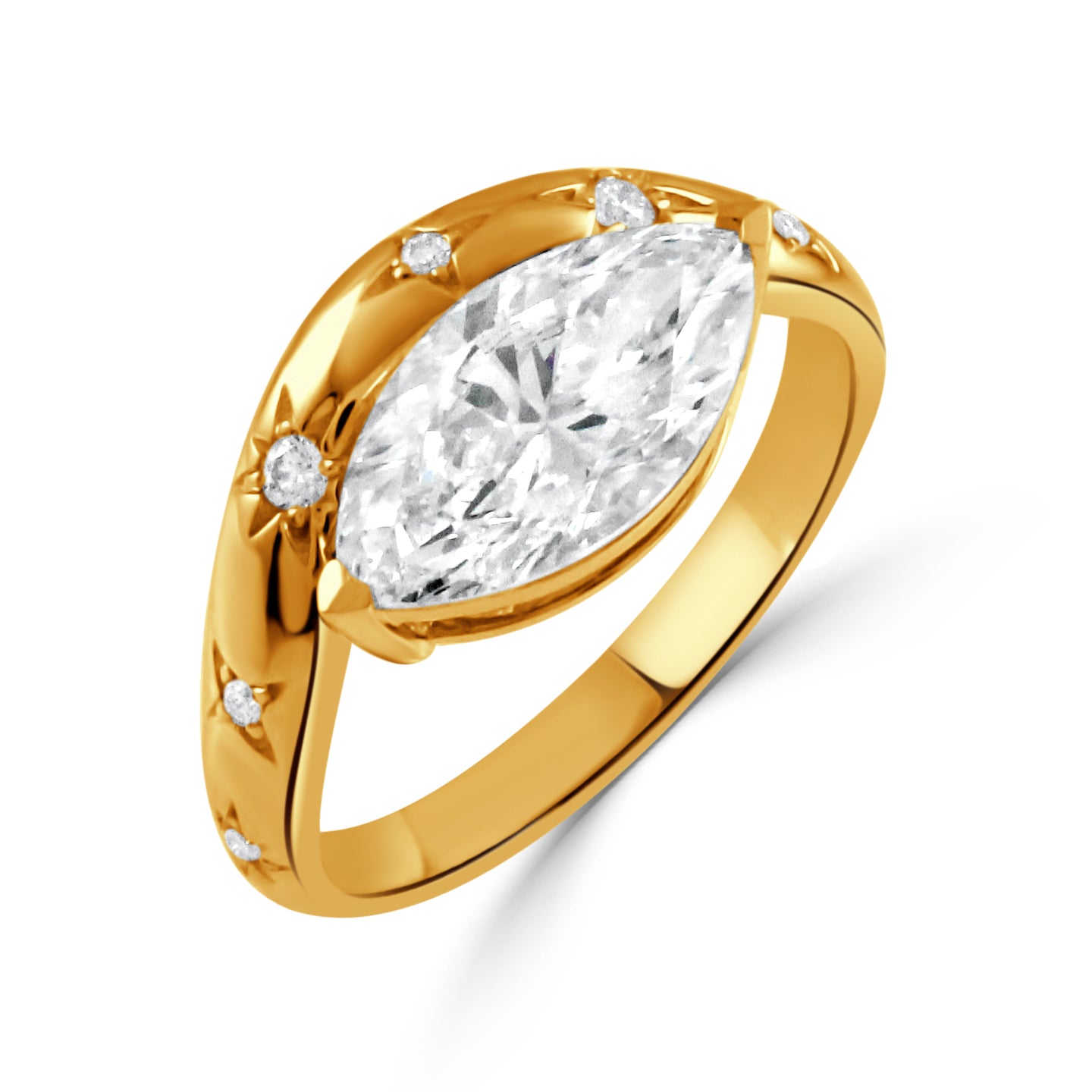 Doves Pouf 18K Yellow Gold Lab-Grown Diamond Ring