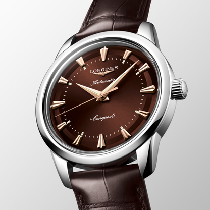 Longines Conquest Heritage 40mm Automatic Brown Dial Leather Strap Watch