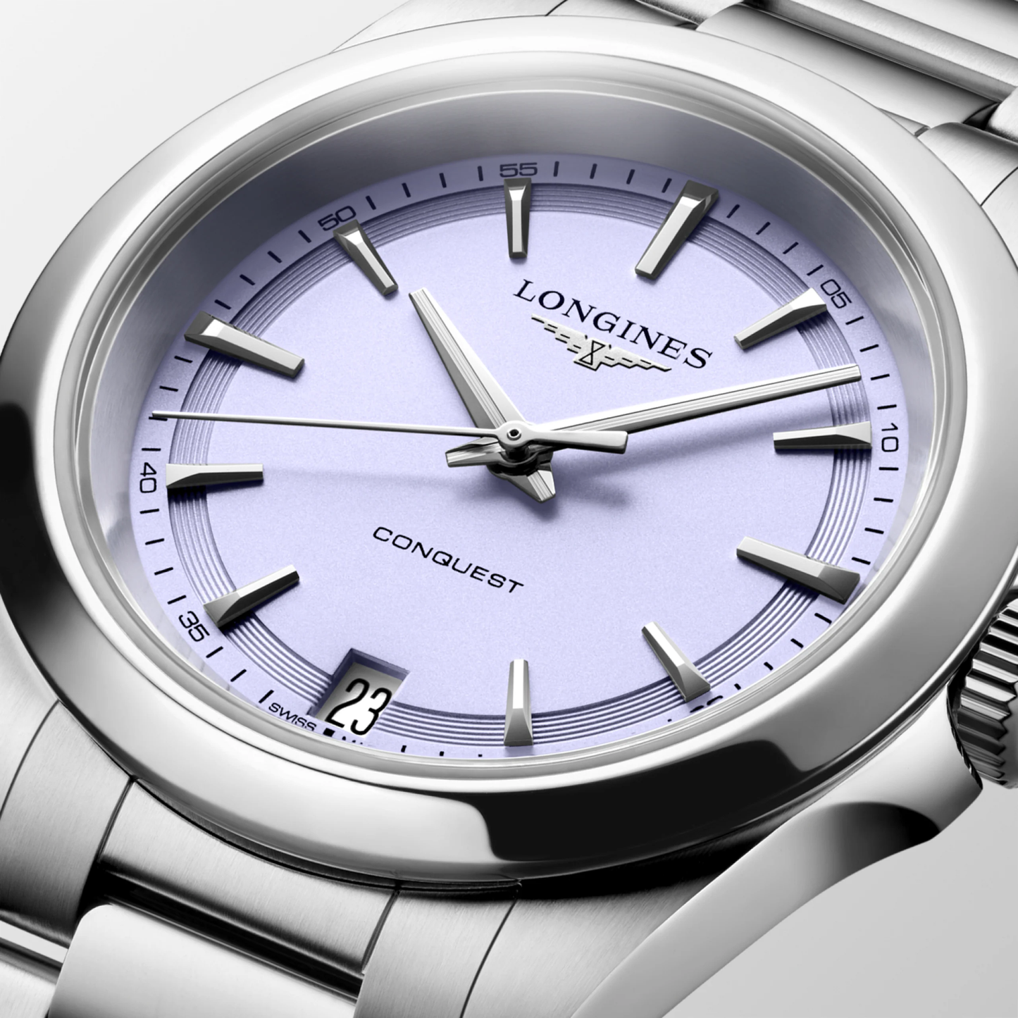 Longines Conquest 34mm Lavender Mauve Dial Bracelet