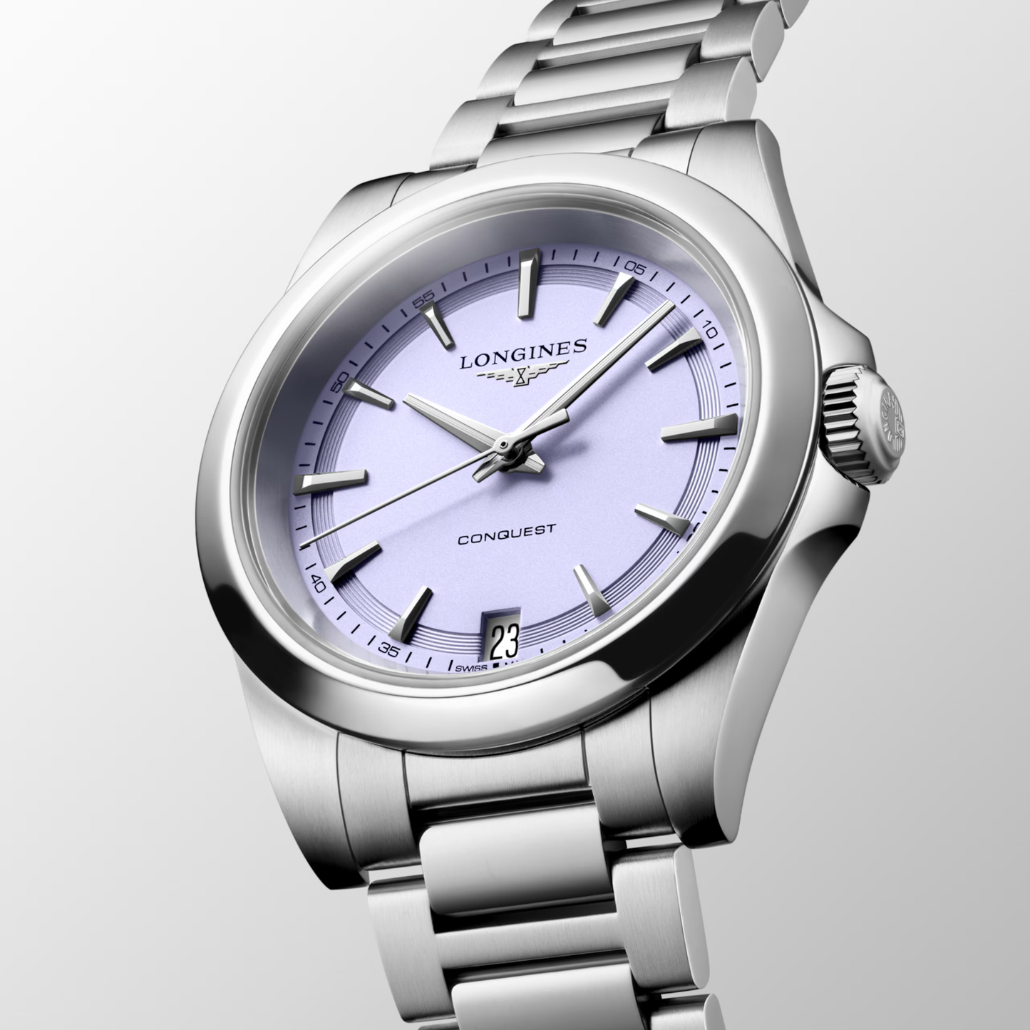 Longines Conquest 34mm Lavender Mauve Dial Bracelet