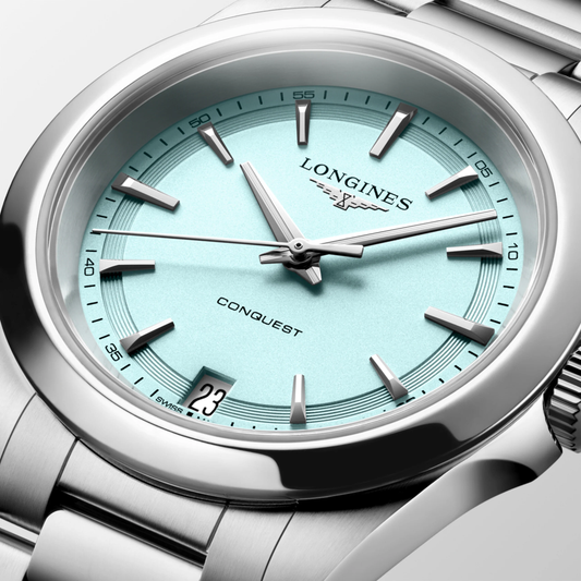 Longines Conquest 34mm Mint Blue Dial Bracelet