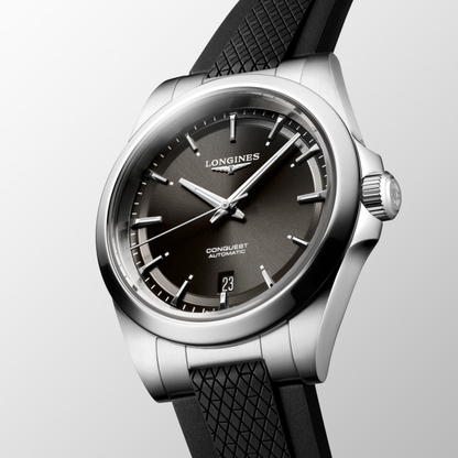 Longines Conquest 38mm Automatic Black Dial Stainless Steel & Rubber Watch