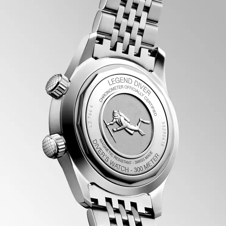 Longines Legend Diver 39mm Automatic White Dial Beads-of-Rice Bracelet Watch