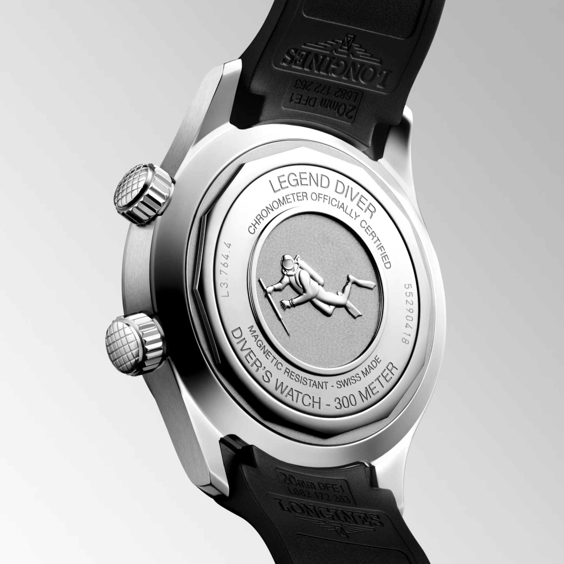 Longines Legend Diver 39mm Automatic Black Dial Rubber Strap Watch