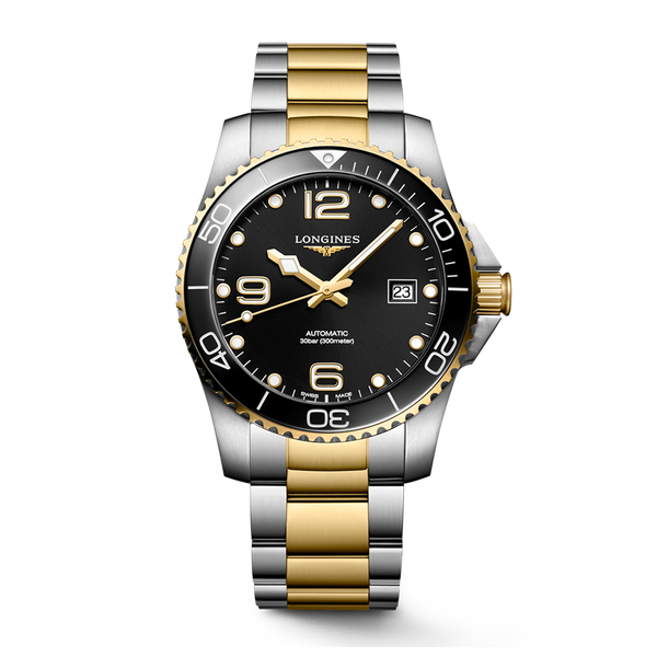 LONGINESゴールド ブラック 腕時計 Longines HydroConquest Two-Tone Black Dial | King Jewelers