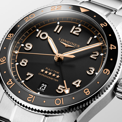 Longines Spirit Zulu Time 39mm Automatic GMT Black Dial Watch