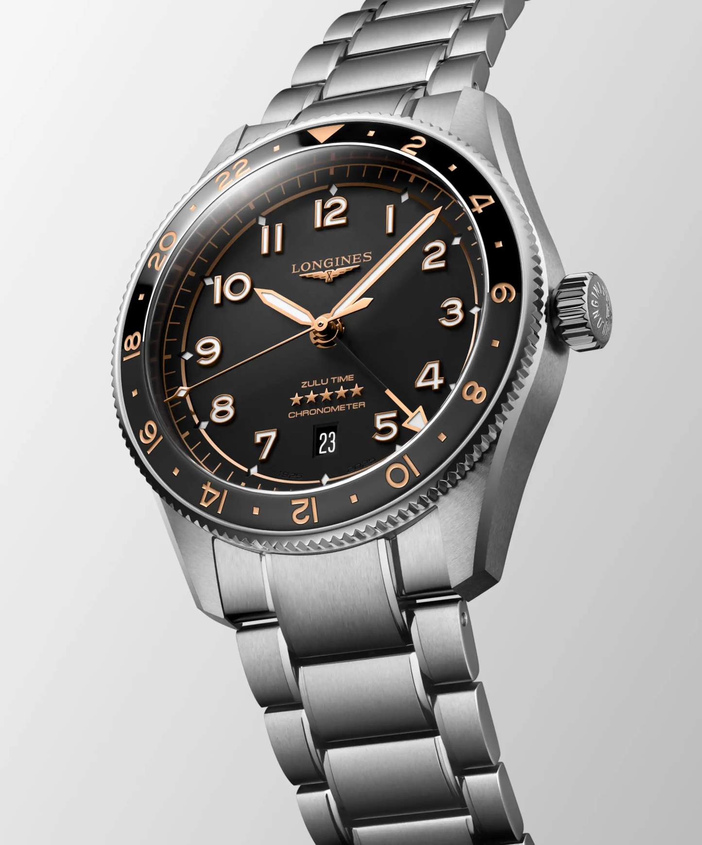 Longines Spirit Zulu Time 42mm Automatic GMT Black Dial Watch