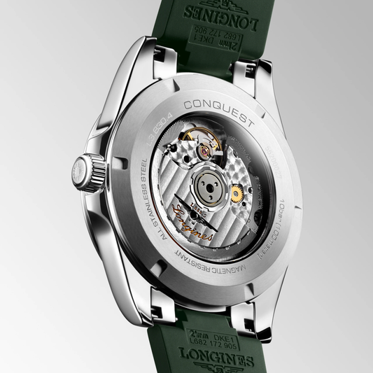 Longines Conquest 41mm Automatic Green Dial Rubber Strap Watch