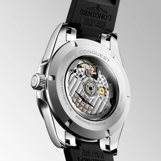 Longines Conquest 41mm Automatic Black Dial Rubber Strap Watch