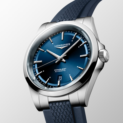 Longines Conquest 41mm Automatic Blue Dial Rubber Strap Watch