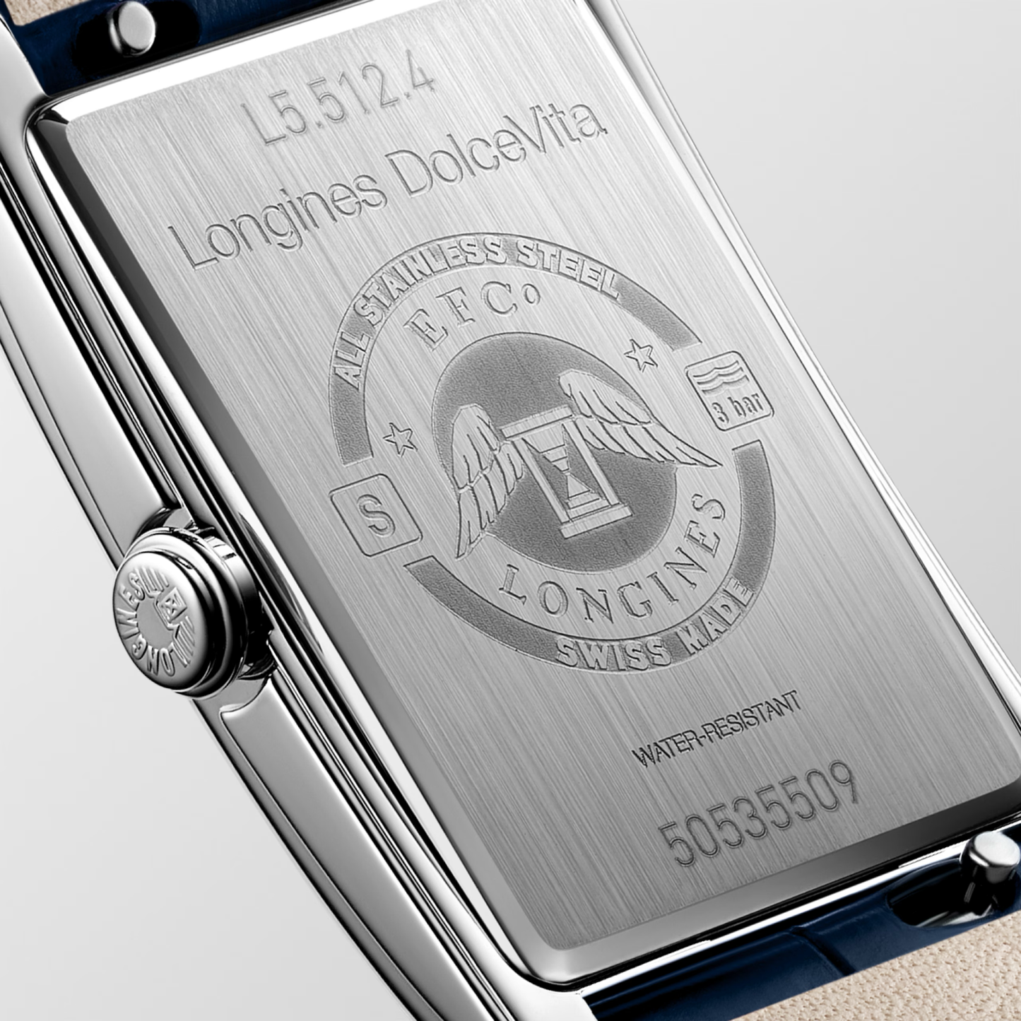 Longines DolceVita 37mm Silver Dial Leather Strap
