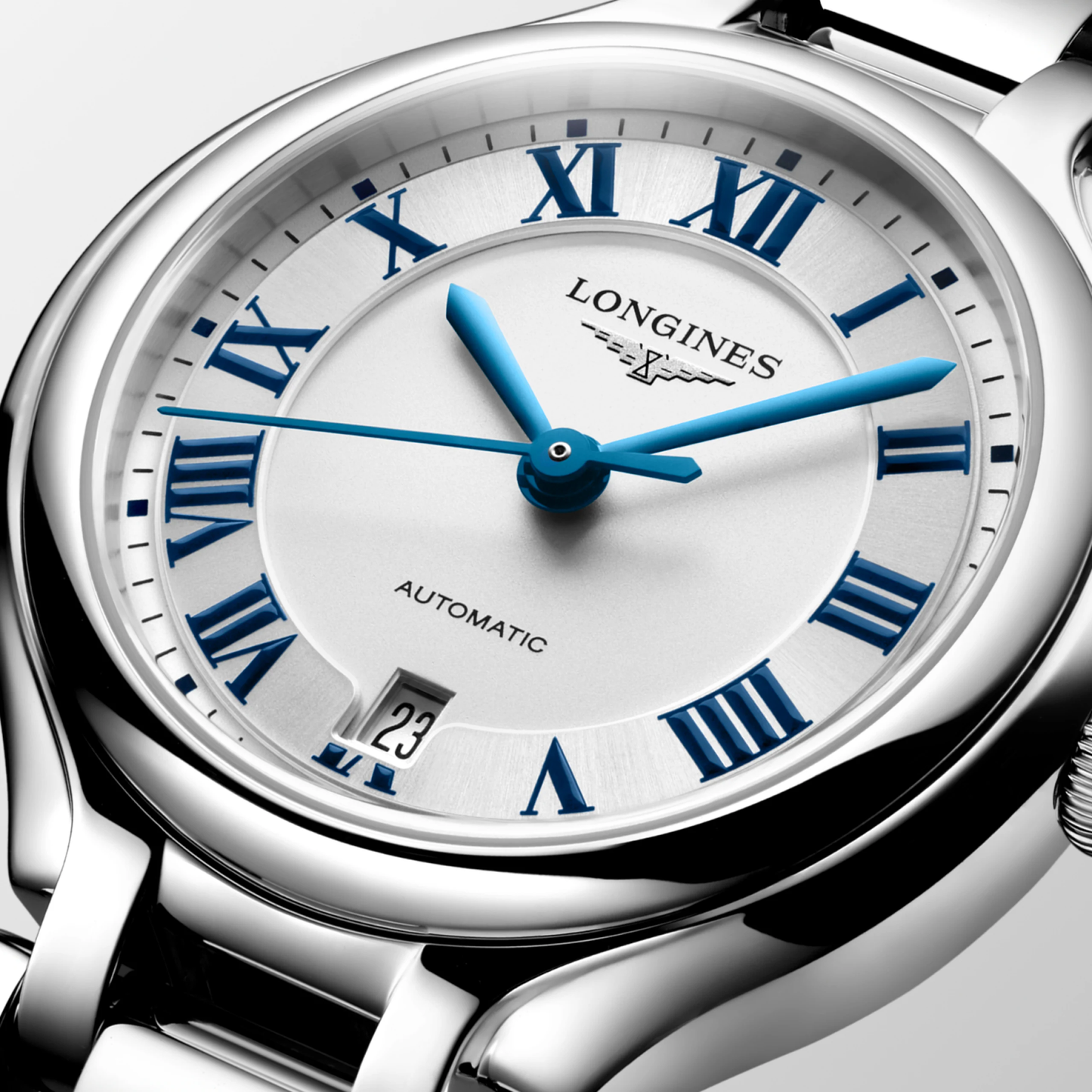 Longines PrimaLuna 30mm Silver Dial Bracelet