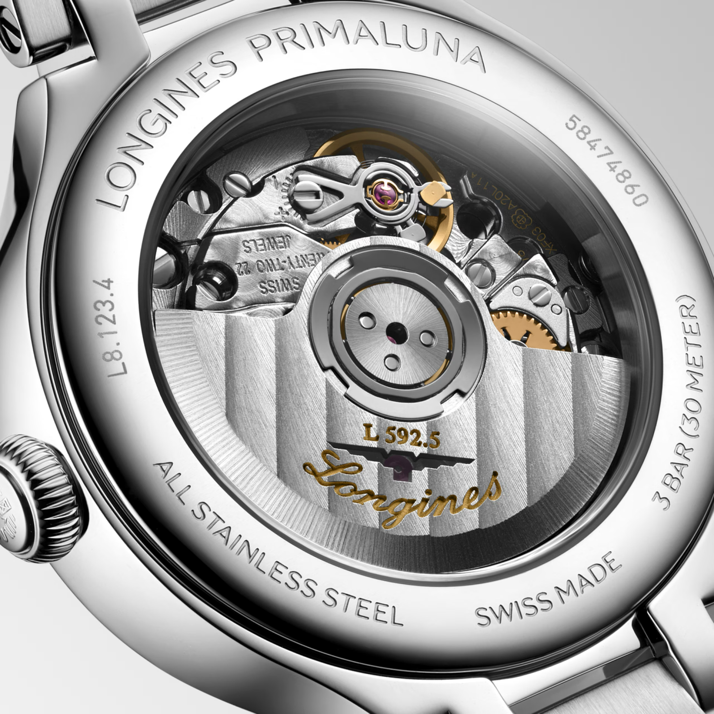 Longines PrimaLuna 30mm Silver Dial Bracelet