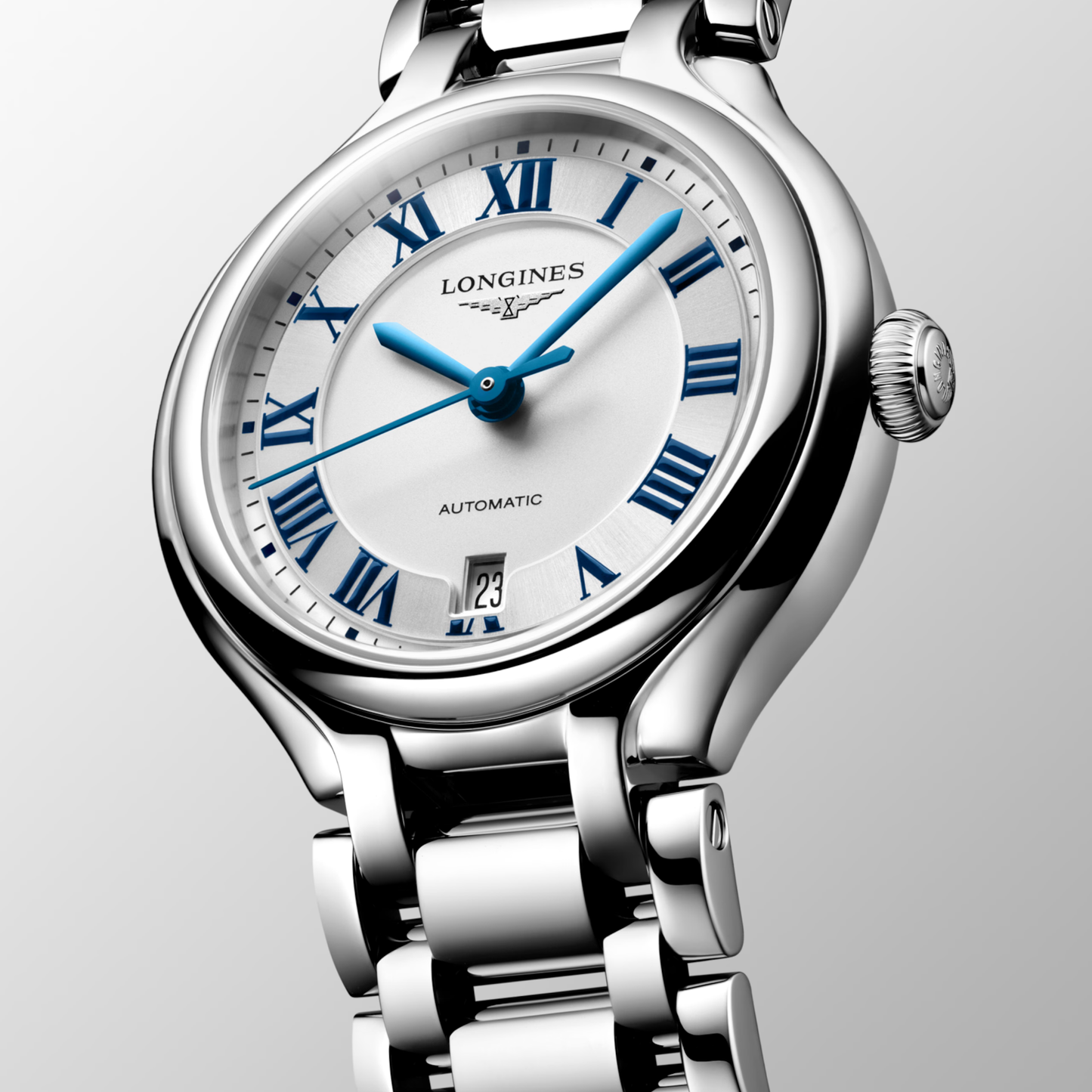 Longines PrimaLuna 30mm Silver Dial Bracelet