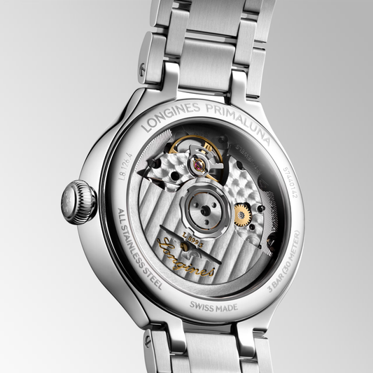 Longines PrimaLuna 34mm Automatic Moonphase Silver Dial Watch