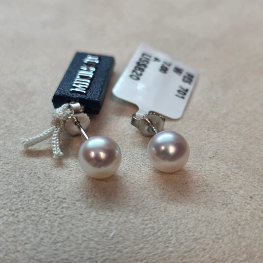 Mikimoto Everyday Essentials 18K White Gold 7mm A Akoya Pearl Stud Earrings