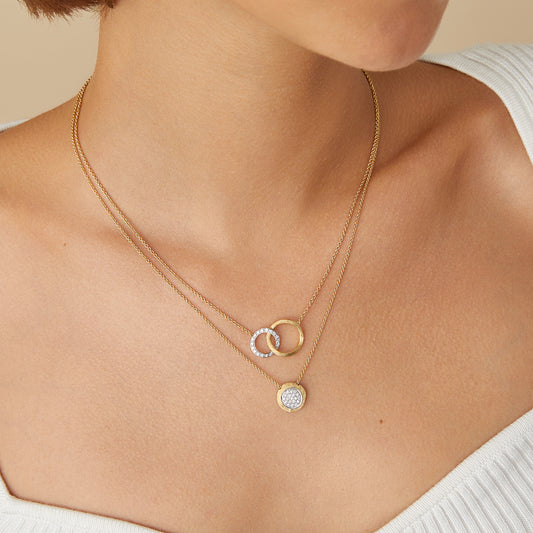 Marco Bicego Jaipur Link 18K Yellow and White Gold Interlocking Circle Pendant