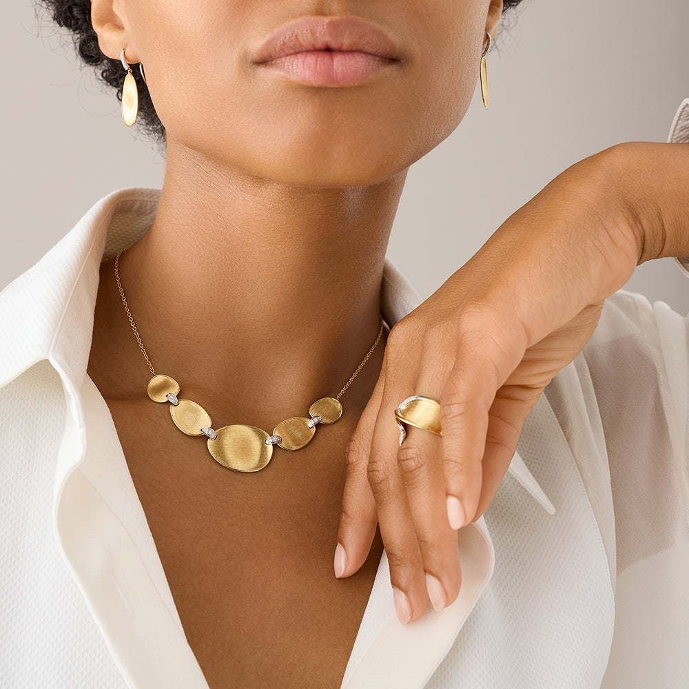 Marco Bicego Lunaria Half Diamond Necklace | King Jewelers