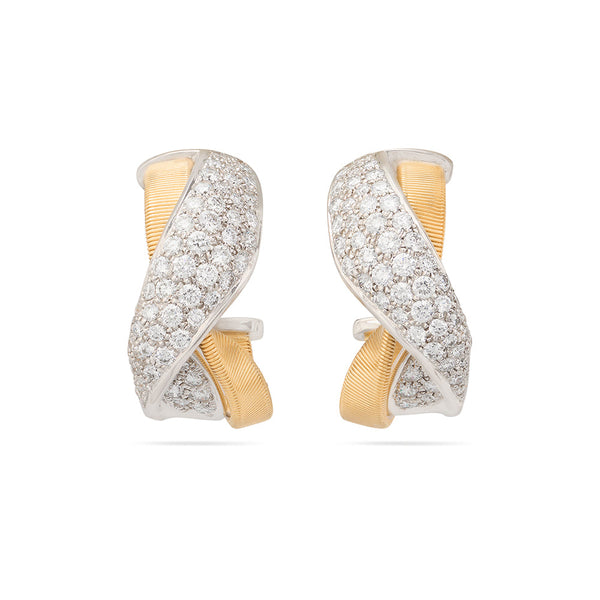 Marco Bicego マラケシュ フープ ピアス YG Marco Bicego Marrakech Twisted Diamond Hoops | King Jewelers