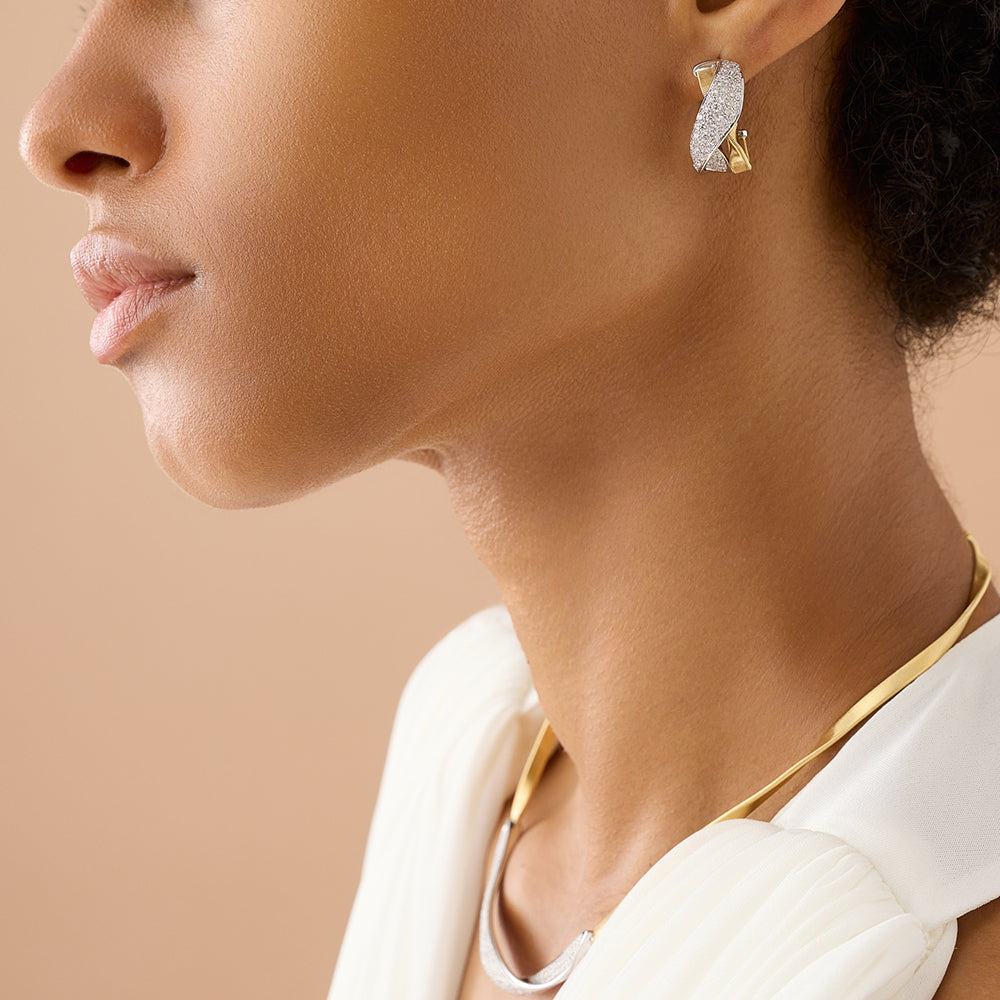 Marco Bicego Marrakech Twisted Diamond Hoops | King Jewelers